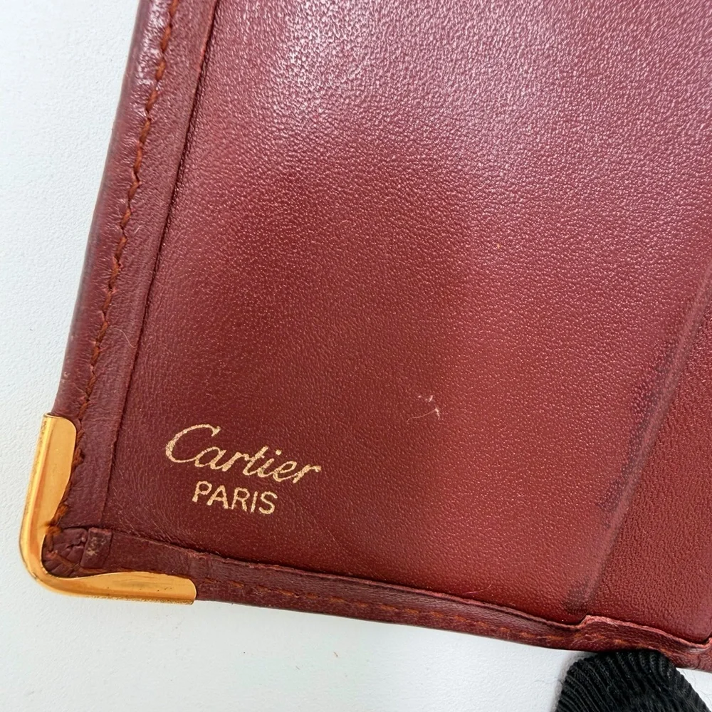 Must de Cartier Paris Vintage Oxblood Leather Wallet w/ Authenticity Card